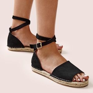 black wrap sandals NEVER worn!